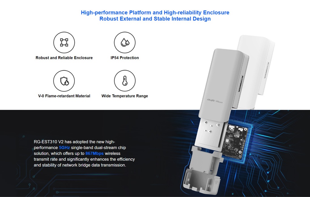 Reyee 5GHz AC 10dBi 60° Pre-Paired Kit | RG-EST310 V2