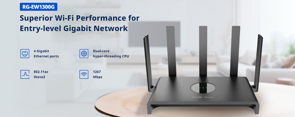 Reyee Dual Band AC 1300Mbps Gigabit Mesh Router | RG-EW1300G