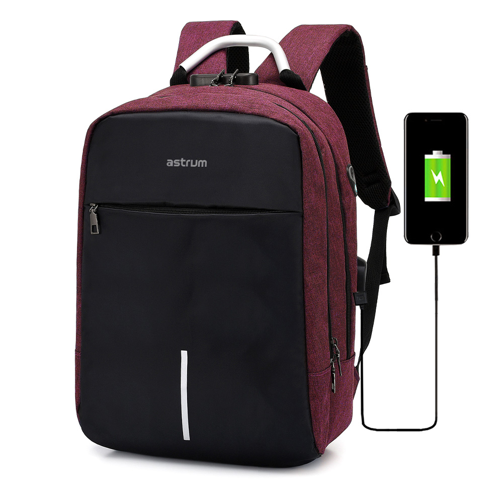 ASTRUM LB220 BACKPACK OXFORD 300D 15″ RED/BLACK