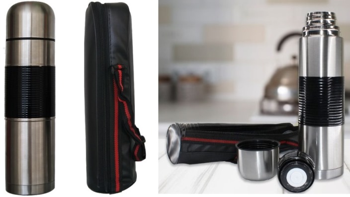 Totally 1L Bullet Stainless Steel Flask With Bag | TH119