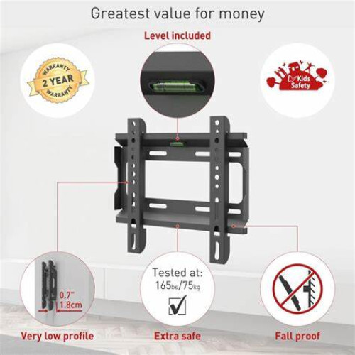 Barkan BRAE207 13 - 43 Inch Flat Mount TV Bracket | BRAE207