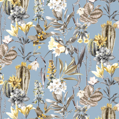 Silkhouse Bloomingdale - Arizona Botanical Dual-Purpose Fabric in Delta (280cm Wide)