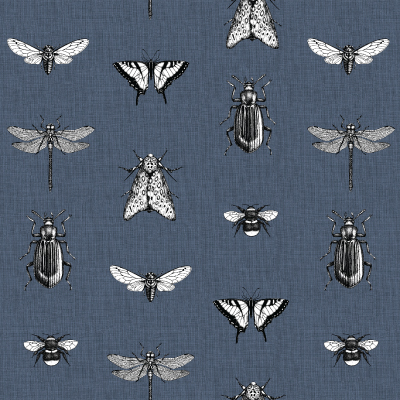 Silkhouse Borneo - Melora Scenic Insect Dual-Purpose Fabric in Blue Moon (280cm Wide)