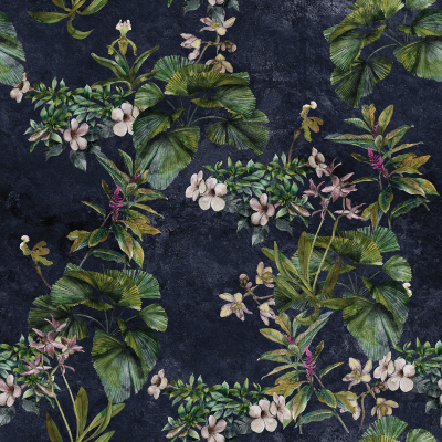 Silkhouse Borneo - Moremi Botanical Dual-Purpose Fabric in Midnight (280cm Wide)
