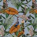 Out Of Africa Monkey Watch Clear Skies Printed Cotton Fabric (280cm Wide)