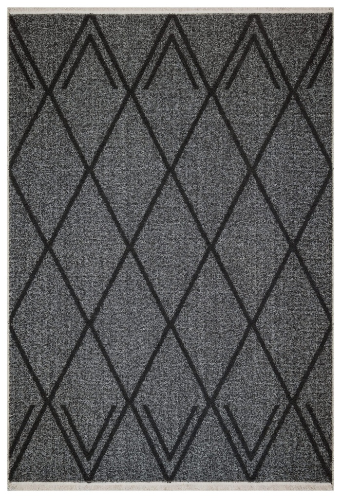 Crossland Anthracite Geometric Rug - Silkhouse 200×290 cm Low Pile