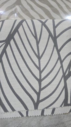 River Fabric Isadora Pewter Layered Leaf Pattern 100% Polyester Curtain Fabric – 280 cm Wide, 190 GSM