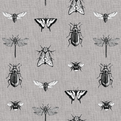Silkhouse Borneo - Melora Scenic Insect Dual-Purpose Fabric in Fossil (280cm Wide)